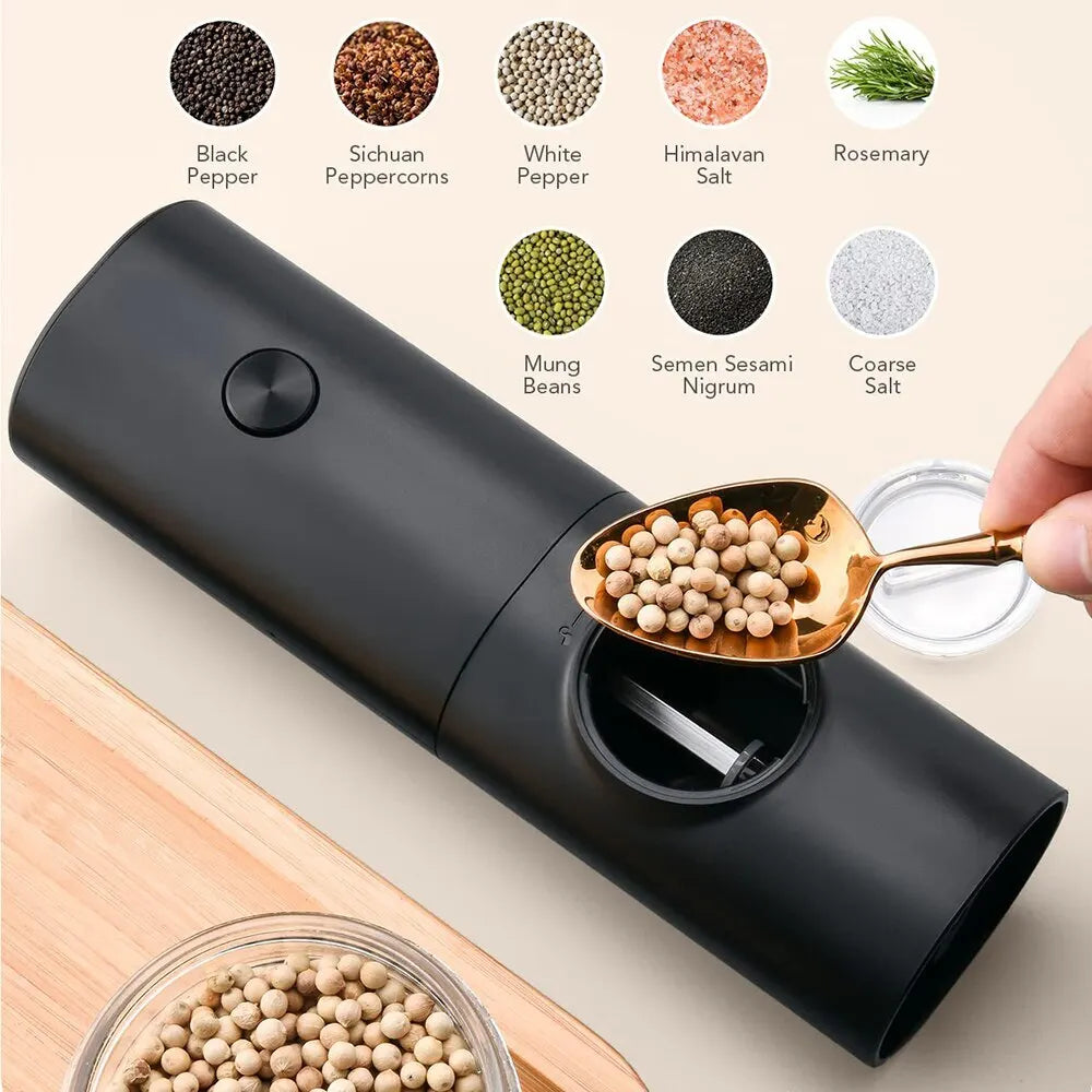 2 Pieces Electric Salt and Pepper Grinder with adjustable coarseness, refillable grinder, battery-operated kitchen appliance toy