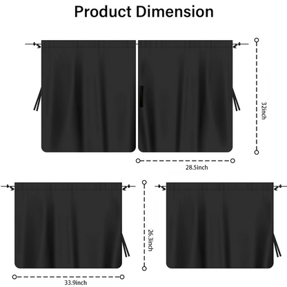 BowLift | 4-Piece Car Window Privacy Curtain Set with Rear Divider and Storage Bag