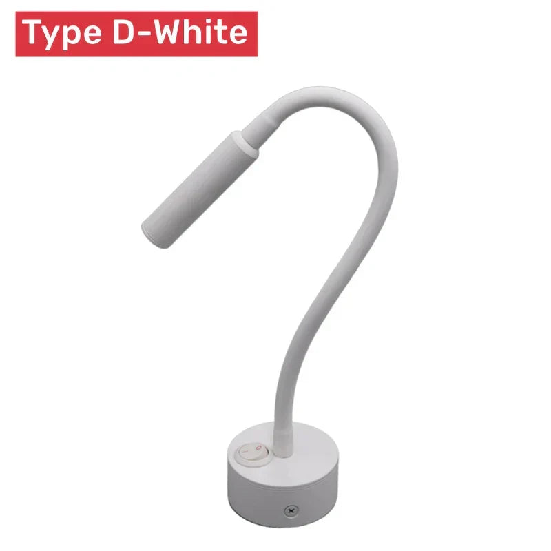 Modern Flexible LED Reading Wall Lamp with Switch for Bedroom and Study - 1W/3W | Kalsten