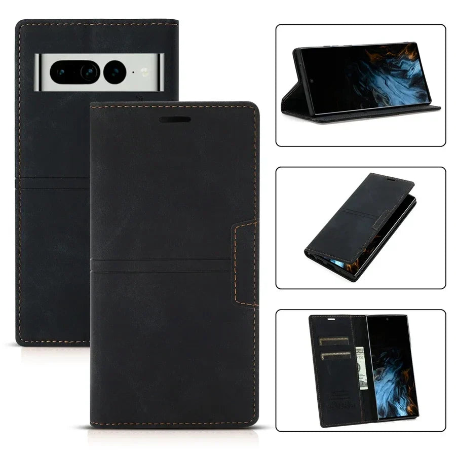 Skanto Leather Wallet Case Flip Cover - Google Pixel