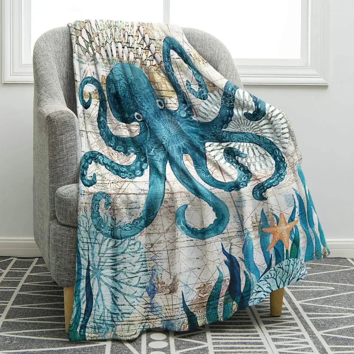 BowLift | Sea Life Ocean Throw Octopus Blanket