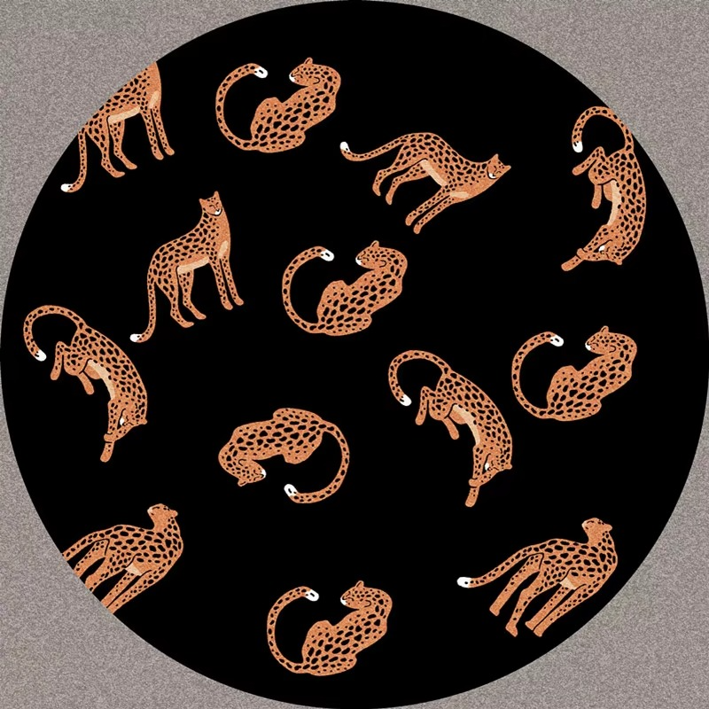 BowLift | Plush Round Leopard Pattern Area Rug – Soft Thickened Floor Mat for Bedroom or Living Room