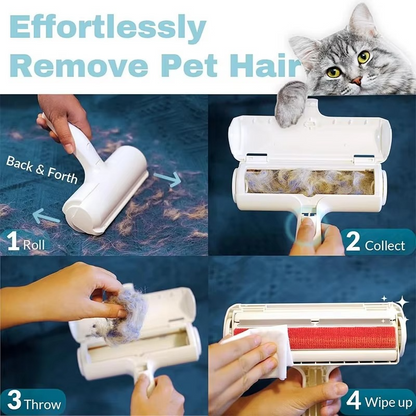 BowLift | Reusable Pet Hair Removal Mitt and Self-Cleaning Roller Set for Furniture, Couch, and Carpet