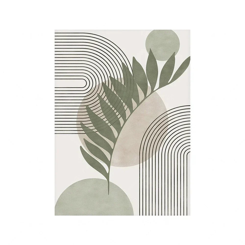 Sage Green Beige Minimalist Abstract Botanical Wall Art Fine Art Canvas Prints Pictures For Living Room Dining Room Nordic Home Decor | Bowlift