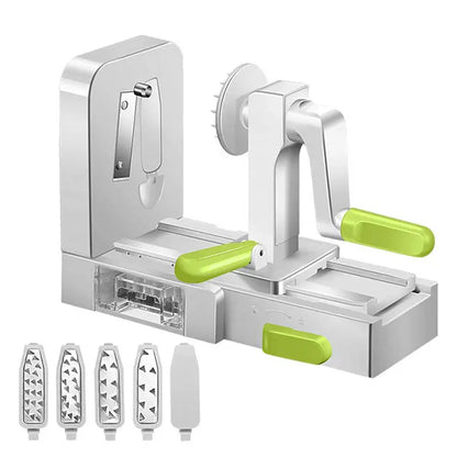 Brehn | SpiraChef Vegetable Spiralizer | 5-in-1 Spiralizer & Slicer | With Suction Foot & Foldable Design | For Zoodles, Vegetables & Fruits