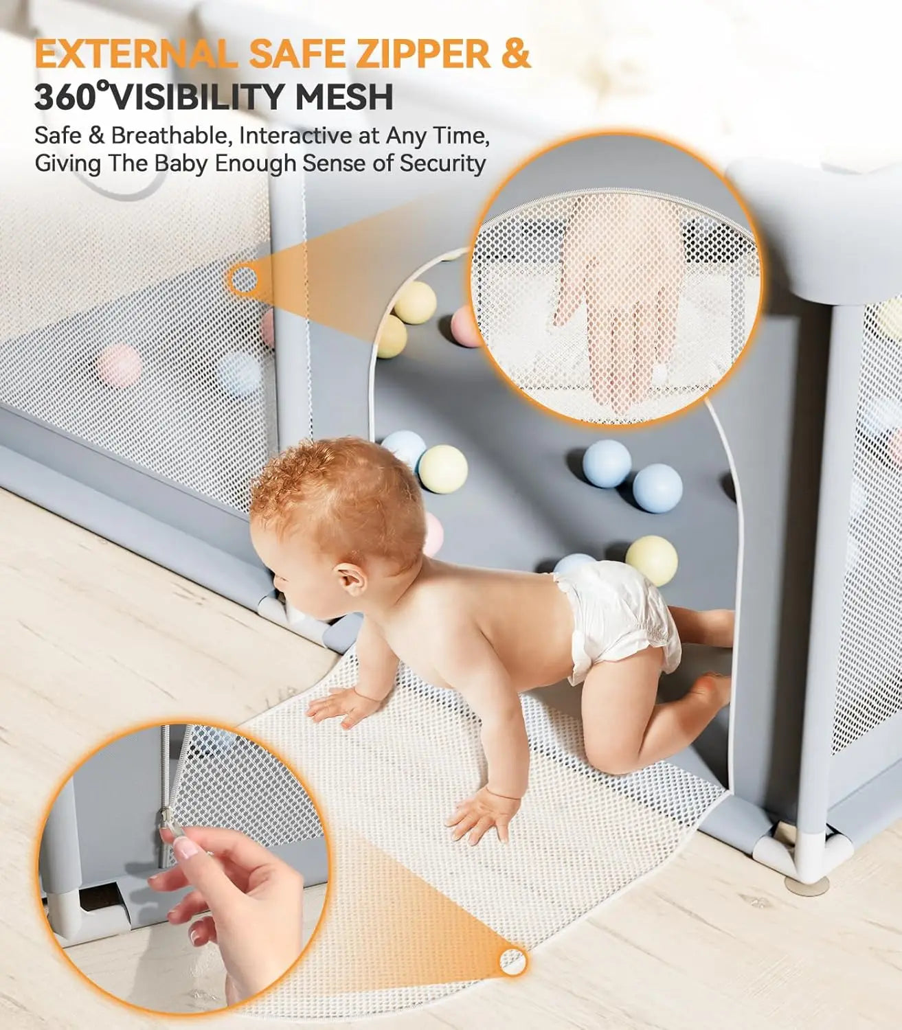 Large Baby and Toddler Playpen - Safe Foldable Play Area for Indoor and Outdoor | Skanto