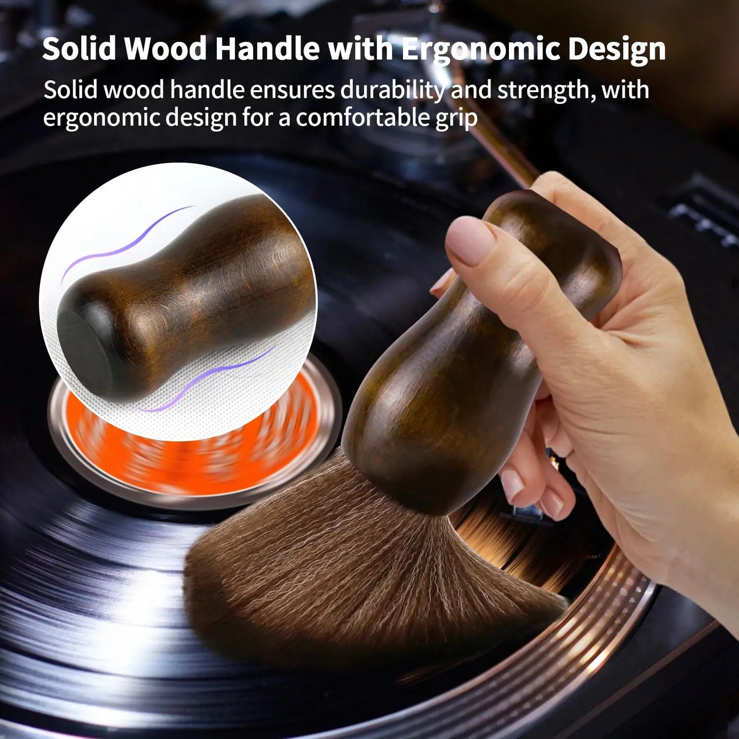 Skanto | Dust-Free Sound: Vinyl Record Cleaning Brush - Anti-Static Cleaning for Albums, LPs, CDs, Stylus, Keyboards, and Camera Lenses