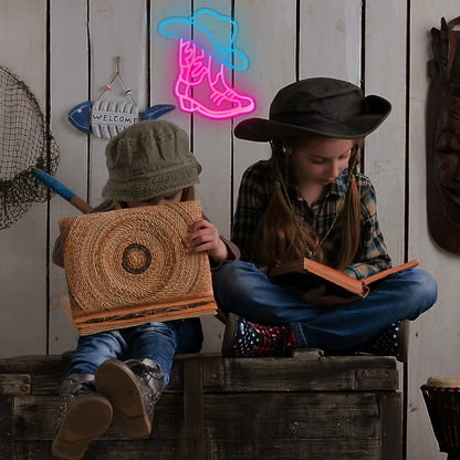 BowLift | USB-Powered Cowboy Boots Neon Sign for Western Decor