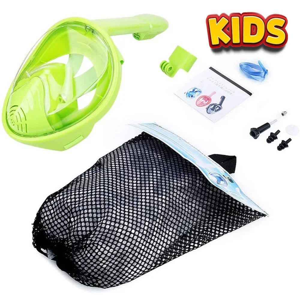 Skanto | Full Face Snorkel Mask with Camera Mount - Wide Angle, Anti-Fog, Anti-Leak Diving and Snorkeling Mask for Adults and Kids
