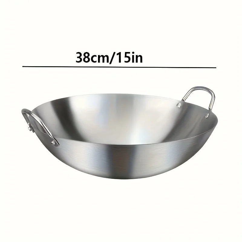ChefMaster – Large Stainless Steel Wok with Double Handle Skanto