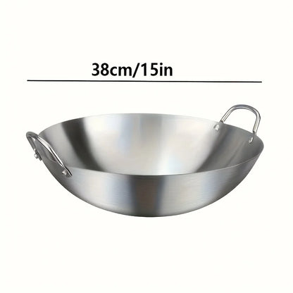 ChefMaster – Large Stainless Steel Wok with Double Handle Skanto