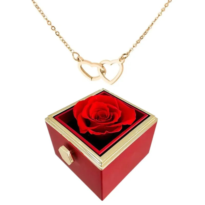 Skanto | Heart Necklace With Rotating Rose Gift Box