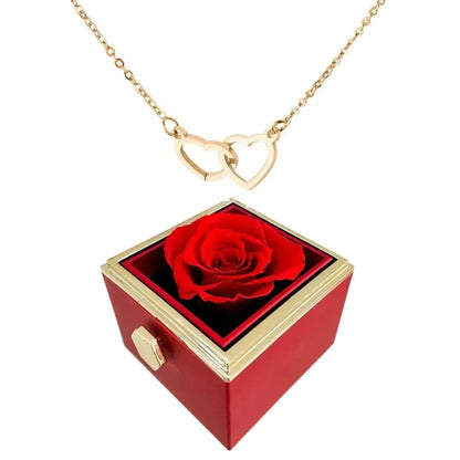 Skanto | Heart Necklace With Rotating Rose Gift Box