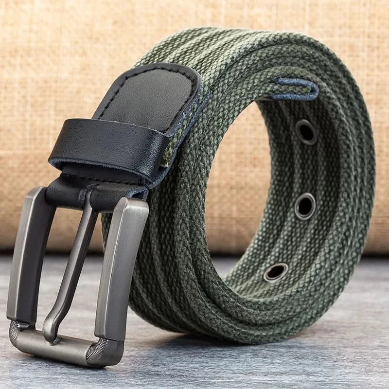 Skanto | Men's Canvas Belt – Adjustable Casual Striped Waistband