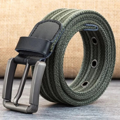 Skanto | Men's Canvas Belt – Adjustable Casual Striped Waistband