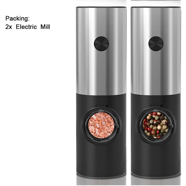 Skanto | Electric Automatic Pepper and Salt Grinder with LED Light and Adjustable Grind - Perfect for Kitchen or Restaurant