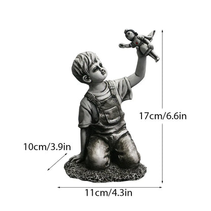 BowLift | Dropshipping Banksy Sculpture Collection Flower Thrower Statue Pop Art Modern Balloon Girl Figurine Office Home Decoration