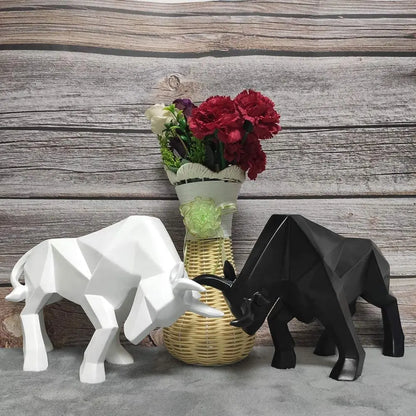 BowLift | YuryFvna Modern Geometric Bull Statue, Ornament, Café, Bull Sculptures, Animal Figures, Abstract Hotel Home Decoration