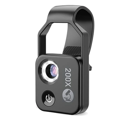 BowLift | MicroZoom Clip-On Phone Microscope – 200x Magnification Lens with LED Light