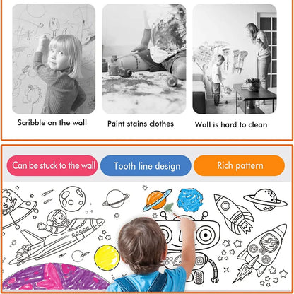 Kids DIY Coloring Roll - 118 Inch Graffiti Roll, Safe Paper for Creative Art Projects, Educational Craft Fun for Children