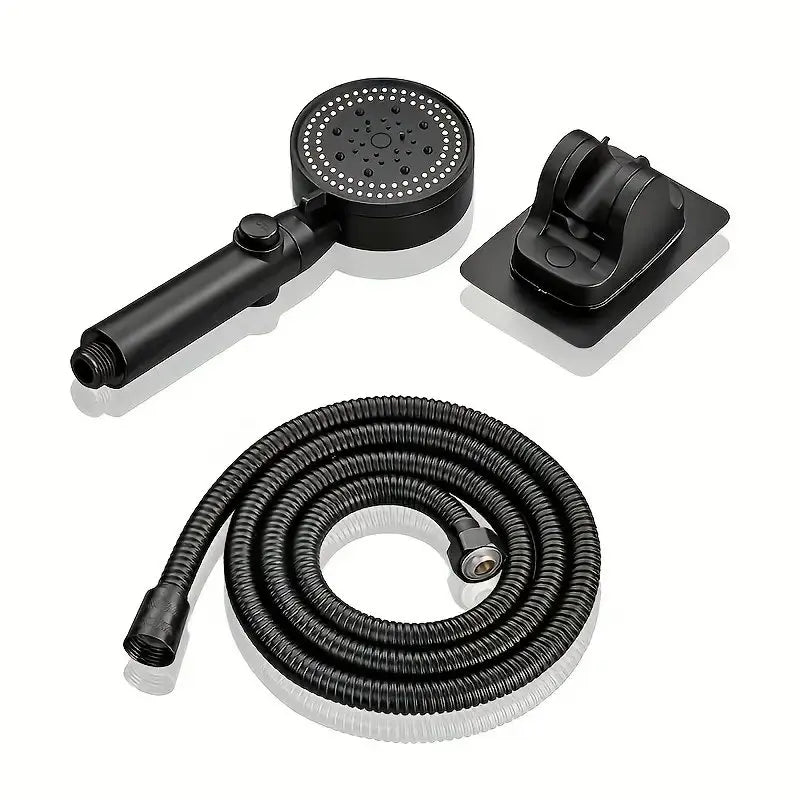 Skanto | Aquaflex - Black High-Pressure Shower Head with Bracket and Hose