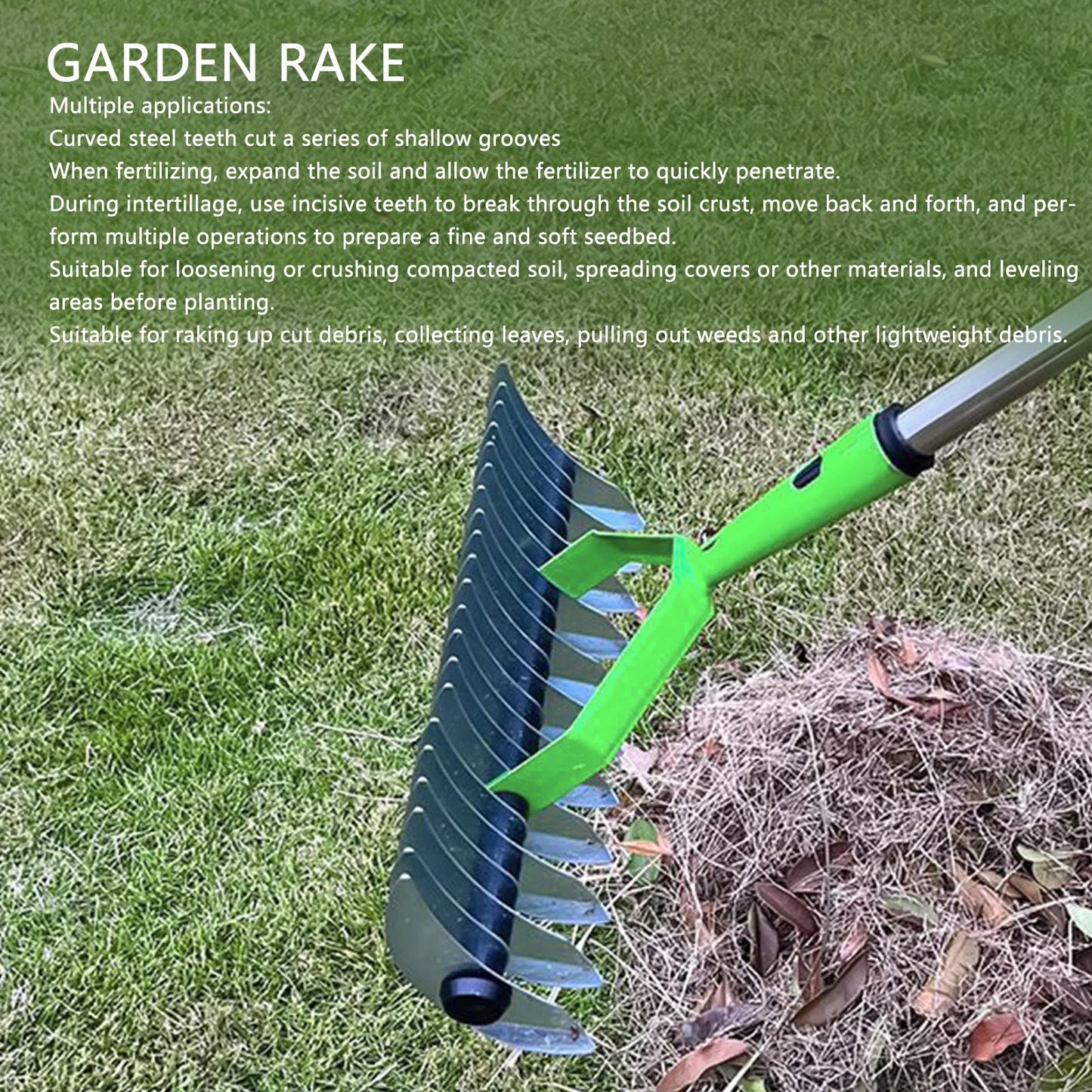 Skanto | RasenPro Rake Head | Stainless Steel Lawn Scarifier | Curved Tines | For Moss, Leaves & Soil Care