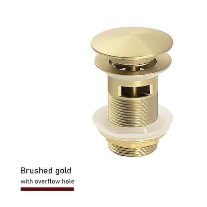 Drain Screw with Push-Down Pop-Up – Brass | 11 Colors | With or Without Overflow Skanto