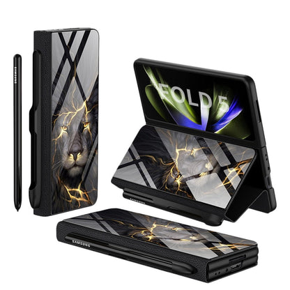 BowLift | Shockproof Armor Case Glass Cover Stand Insert Card Leather Case for Samsung Galaxy Z Fold 5/4