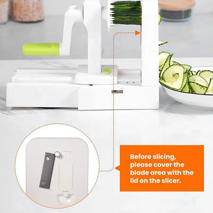Brehn | SpiraChef Vegetable Spiralizer | 5-in-1 Spiralizer & Slicer | With Suction Foot & Foldable Design | For Zoodles, Vegetables & Fruits