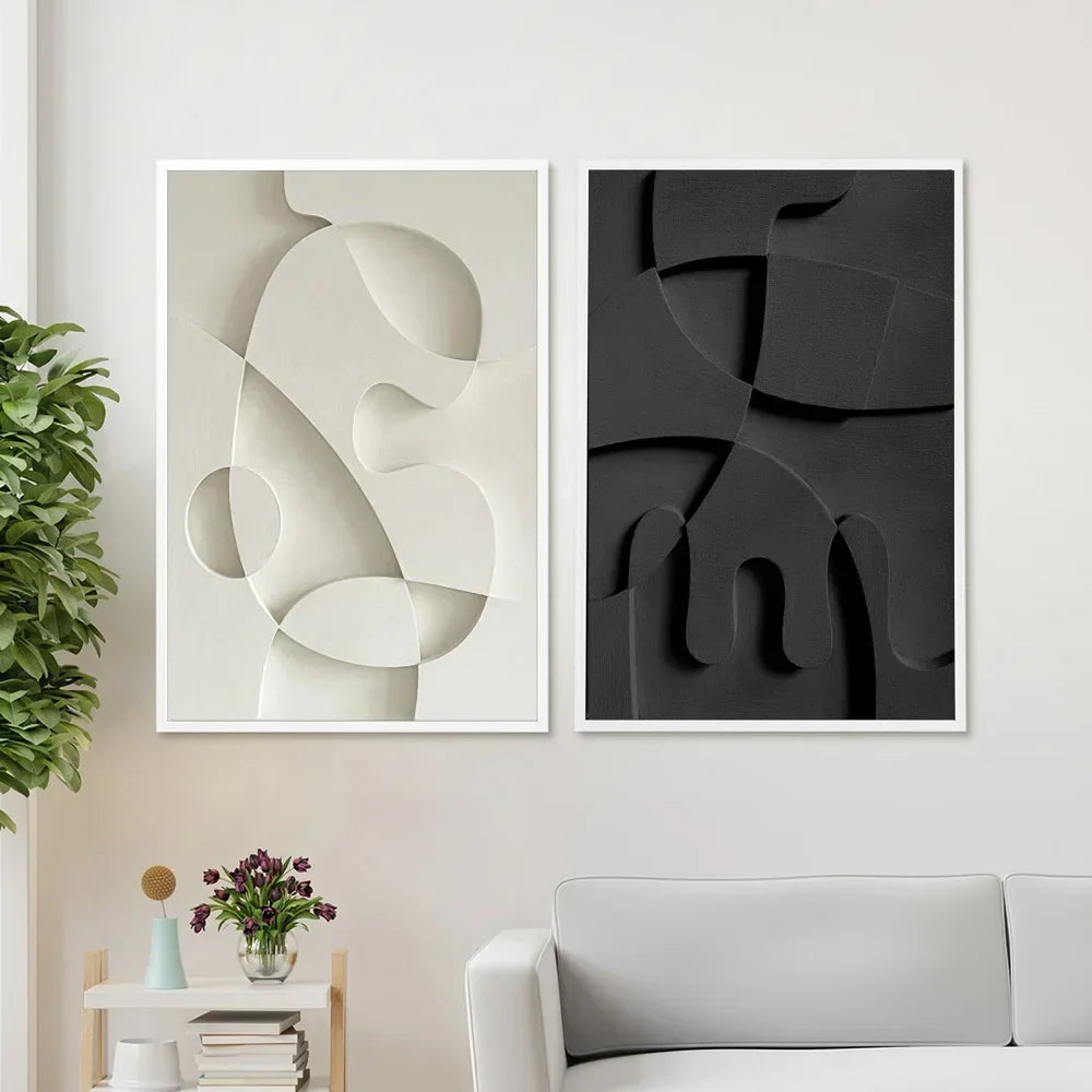 Abstract Minimalist 3d Design Wall Art Fine Art Canvas Prints Pictures For Modern Apartment Living Room Dining Room Home Office Decor | Bowlift
