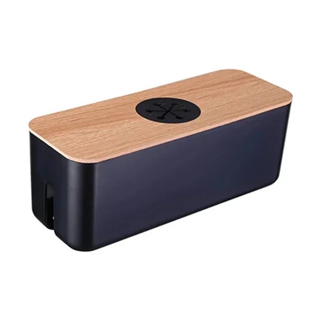 BowLift | Cable Box OrgaWood | Desk Organizer made of Wood & Plastic | For Chargers, Cables & Accessories | 29.5×11.4×11 cm