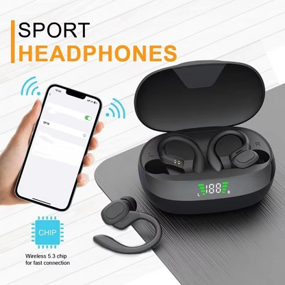 Skanto | SP16 True Wireless Earbuds with Ear Hooks, Waterproof Sports Earphones with Microphone and HiFi Stereo Sound