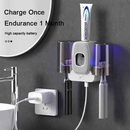 BowLift | UV Toothbrush Holder PureBrush UV | Sterilization with UV Light | Automatic Toothpaste Dispenser | Wall Mounting Without Drilling