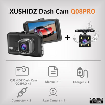 Skanto | Q08 1080P Dash Cam with G-Sensor - 170° Wide Angle Lens & Super Night Vision