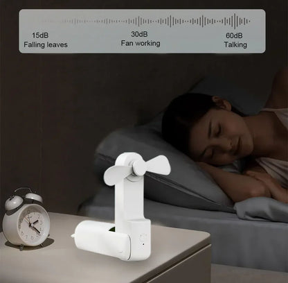 Portable Mini Handheld Fan – Rechargeable foldable pocket fan with battery, cooling handheld fan and power bank function | Karnz