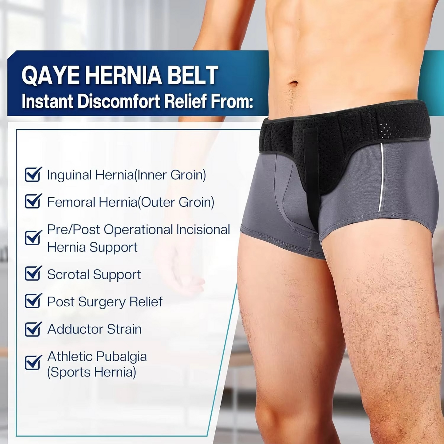 Skanto | Hernia Support Belt for Men and Women with Removable Compression Pads