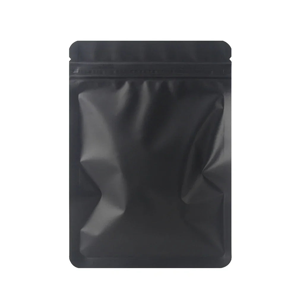 Skanto | 100PCS Double-Sided Frosted Mylar Bags - Flat Bottom, Waterproof, Heat-Sealable Aluminum Foil Zipper Bags