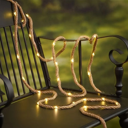 Skanto | Hemp Rope Solar Powered Lamp | Durable Outdoor Lighting for Garden and Patio