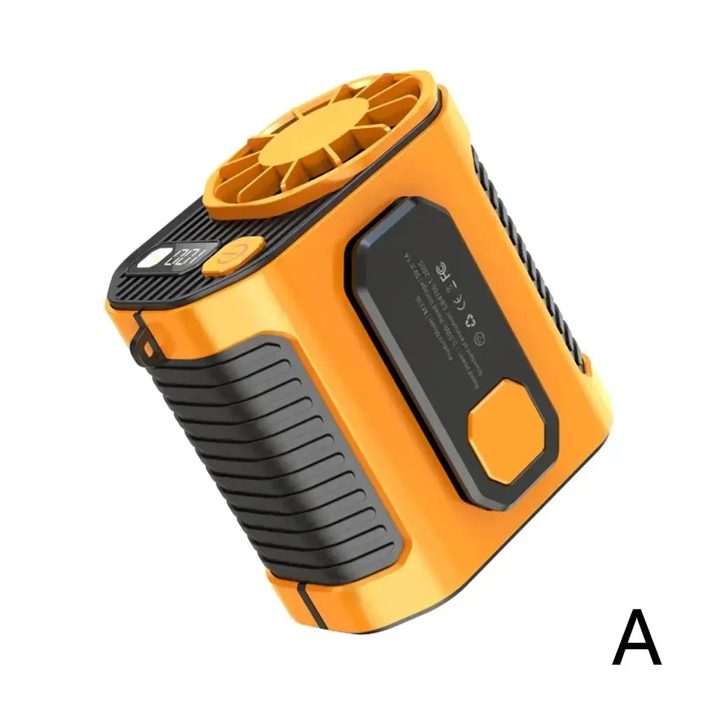 20000mAh Portable Waist Fan - Strong Wind Hanging Neck Fan with Power Bank and LED Lighting for Outdoor Sports and Work | Bowlift