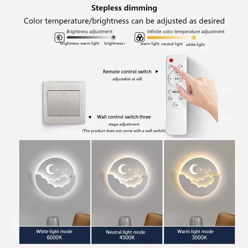 Skanto | Magical LED Wall Lamp – Moon & Stars Night Light