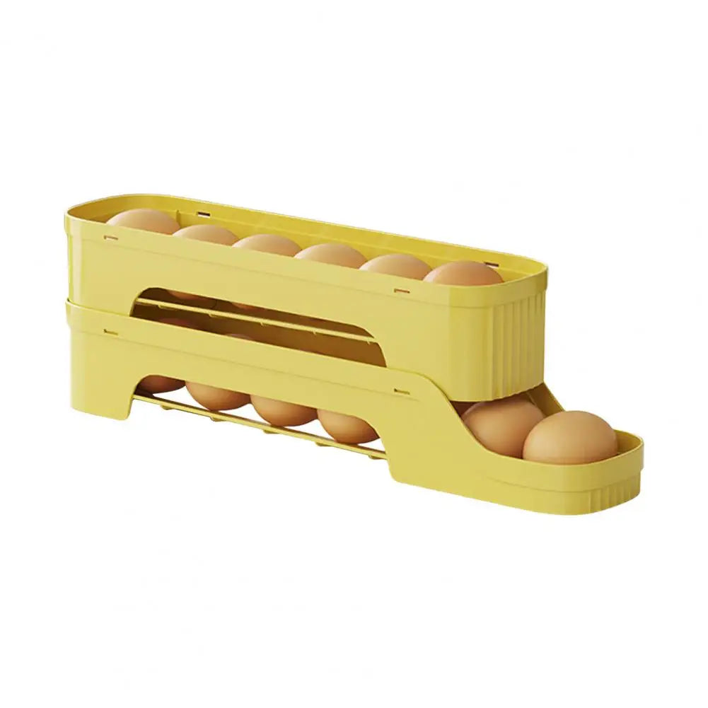BowLift | Egg Box RolloMaxx | 4-Tier Egg Organizer | Space-Saving & Self-Rolling | Transparent Design