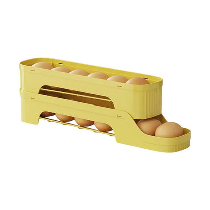 BowLift | Egg Box RolloMaxx | 4-Tier Egg Organizer | Space-Saving & Self-Rolling | Transparent Design