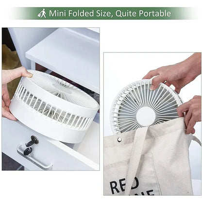 7200mAh USB Rechargeable Portable Foldable Fan, Quiet Floor Fan for Outdoor Home, Wireless Fan, 4 Speeds, Camping Portable Fan | Karnz