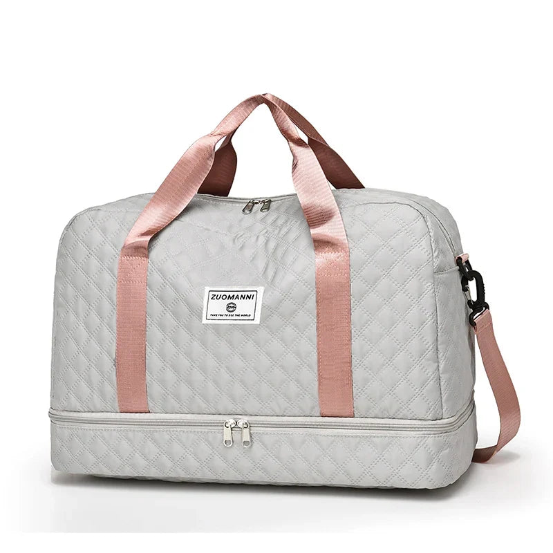 BowLift | Raumio TravelFlex Lightweight Travel Bag with Diamond Pattern | Large Sports & Weekend Bag with Shoe Compartment & Wet Compartment | Cabin Luggage Suitable & Foldable