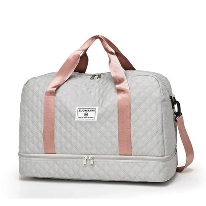 BowLift | Raumio TravelFlex Lightweight Travel Bag with Diamond Pattern | Large Sports & Weekend Bag with Shoe Compartment & Wet Compartment | Cabin Luggage Suitable & Foldable
