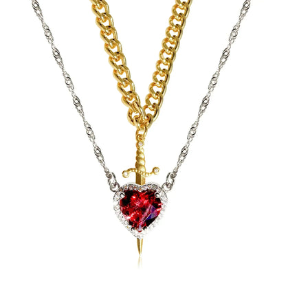 Skanto | Heart and Sword Couple Necklaces