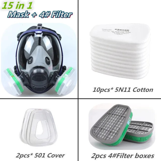 Skanto | Full Face Respirator Mask with Anti-Fog Lens and Industrial Gas Filters