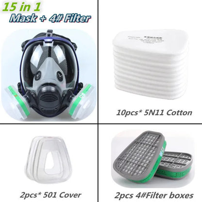 Skanto | Full Face Respirator Mask with Anti-Fog Lens and Industrial Gas Filters