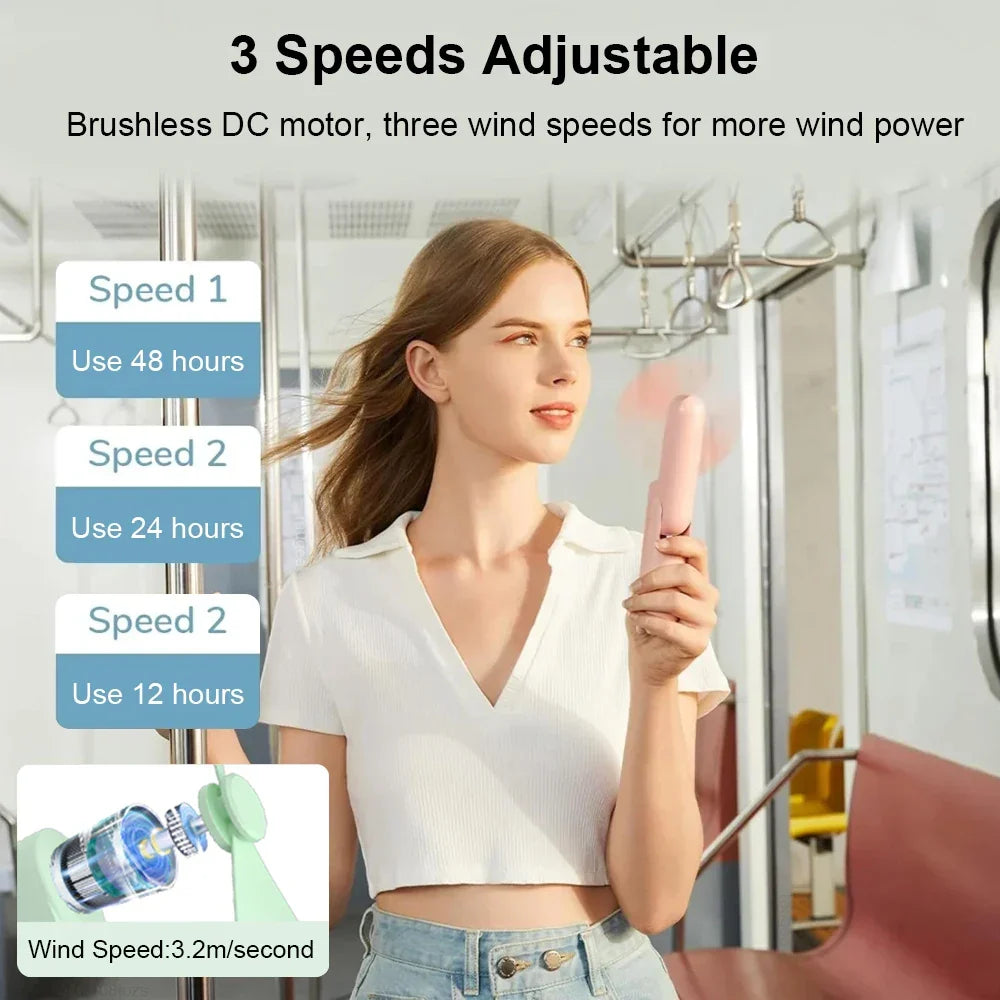 Portable Mini Handheld Fan – Rechargeable foldable pocket fan with battery, cooling handheld fan and power bank function | Karnz