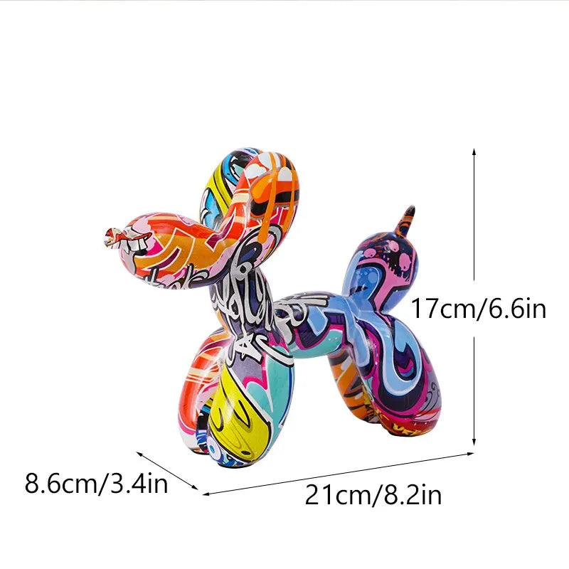 Colorful Balloon Dog Figures Artistic Graffiti Statues for Living Room Coffee Table Cute Trendy Jewelry for Desk Decoration | Skanto